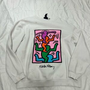 cute white graphic crewneck